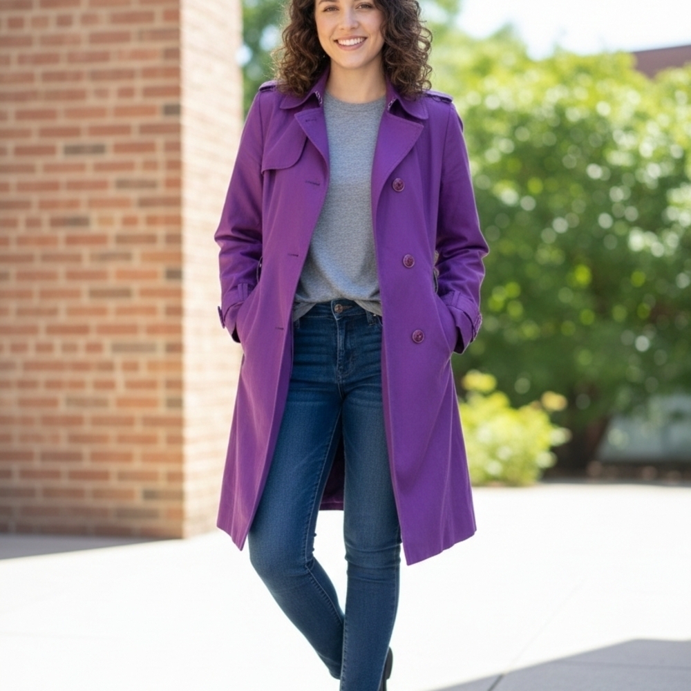 Banana Republic 100% Cotton Purple Trench Coat - Size M - Excellent Condition